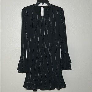 Who What Wear Black Fit and Flare Dress with Bell Sleeves